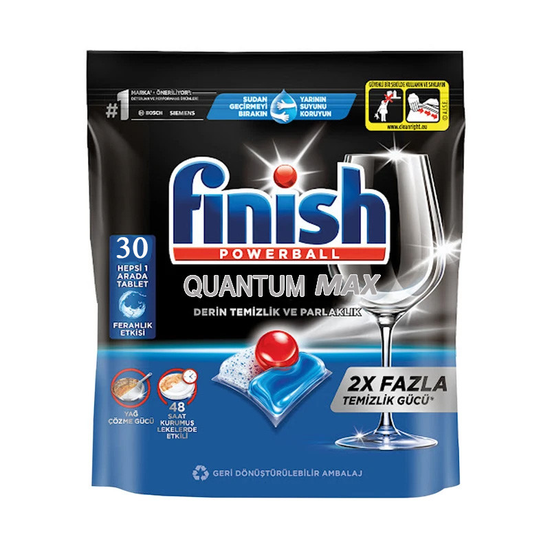 قرص ماشین ظرفشویی فینیش مدل QUANTUM MAX وزن 387 گرم بسته 30 عددی