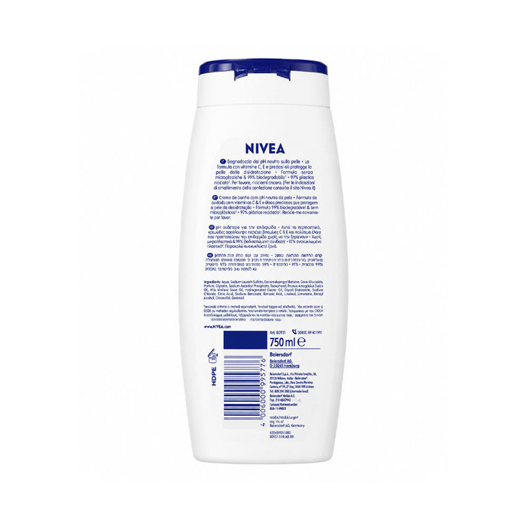 شامپو بدن نیوآ مدل Creme Soft با رایحه روغن بادام مناسب برای انواع پوست حجم 750 میلی لیتر