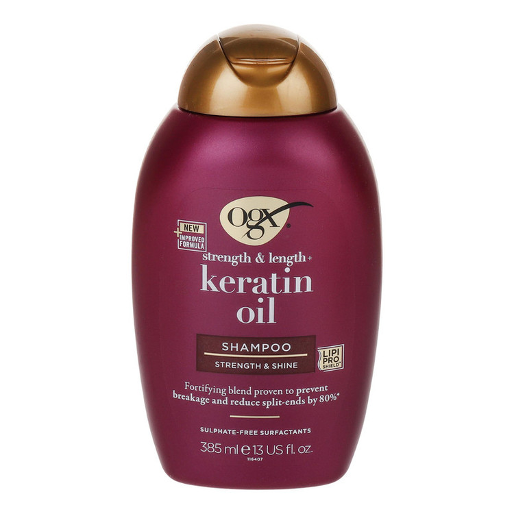 شامپو مو او جی ایکس مدل Keratin Oil مناسب برای انواع مو حجم 385 میلی لیتر