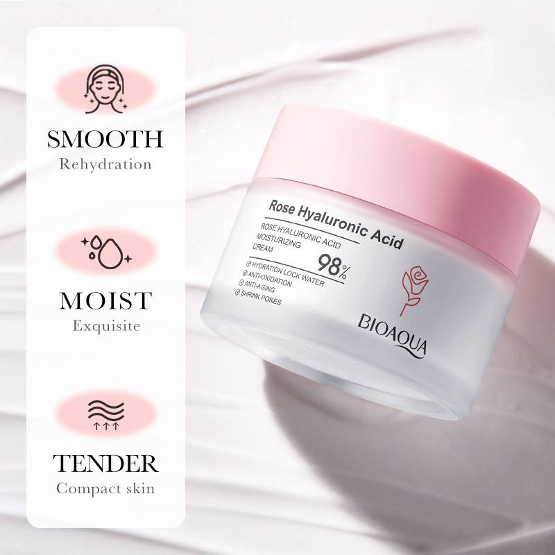 کرم مرطوب کننده بایو آکوا مدل Rose Hyaluronic وزن 50 گرم