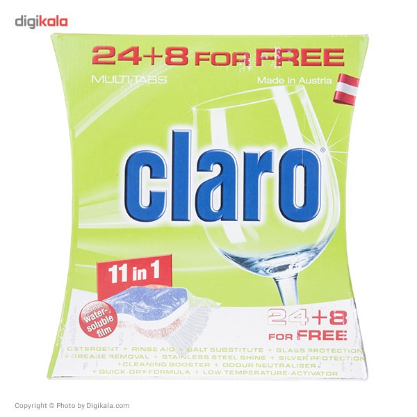 قرص ظرفشویی کلارو مدل 11in1 بسته 32 عددی