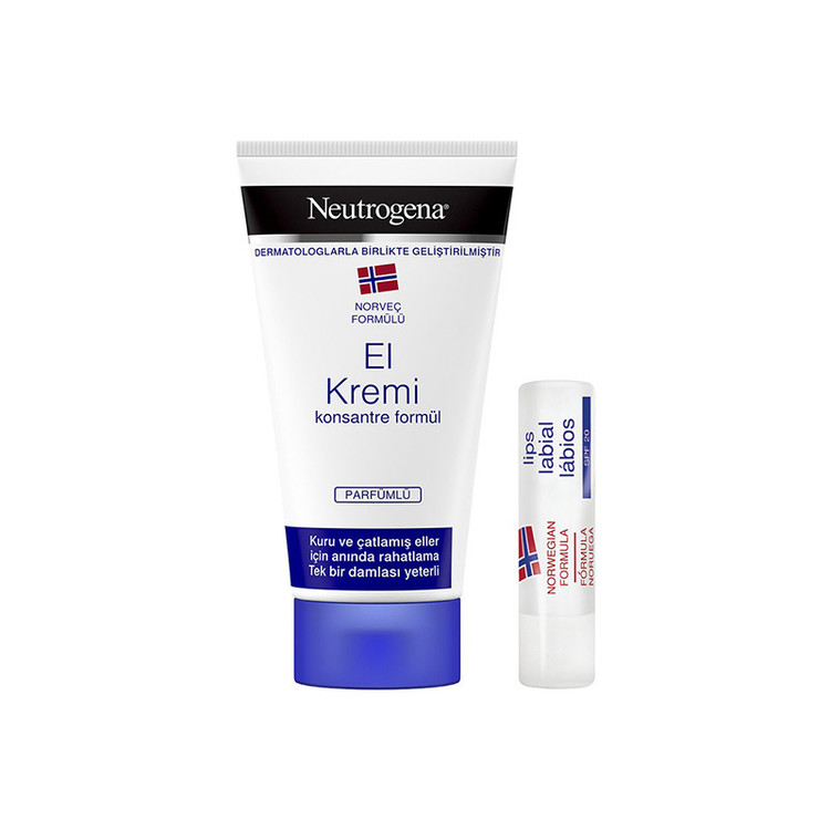 کرم مرطوب کننده نوتروژینا مدل EI Kremi حجم 75 میلی لیتر به همراه بالم لب