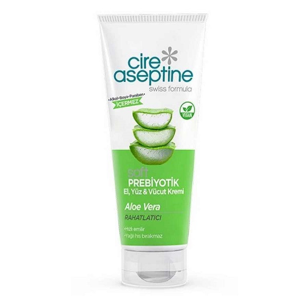 کرم مرطوبکننده صورت و بدن سیر آسپتین مدل Prebiotic Aloe Vera مناسب برای انواع پوست حجم 200 میلیلیتر