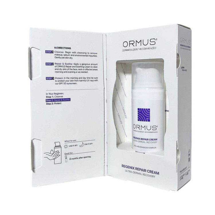 کرم ترمیمکننده دست، صورت، گردن، بدن اورموس مدل Regenix مناسب برای انواع پوست حجم 50 میلیلیتر