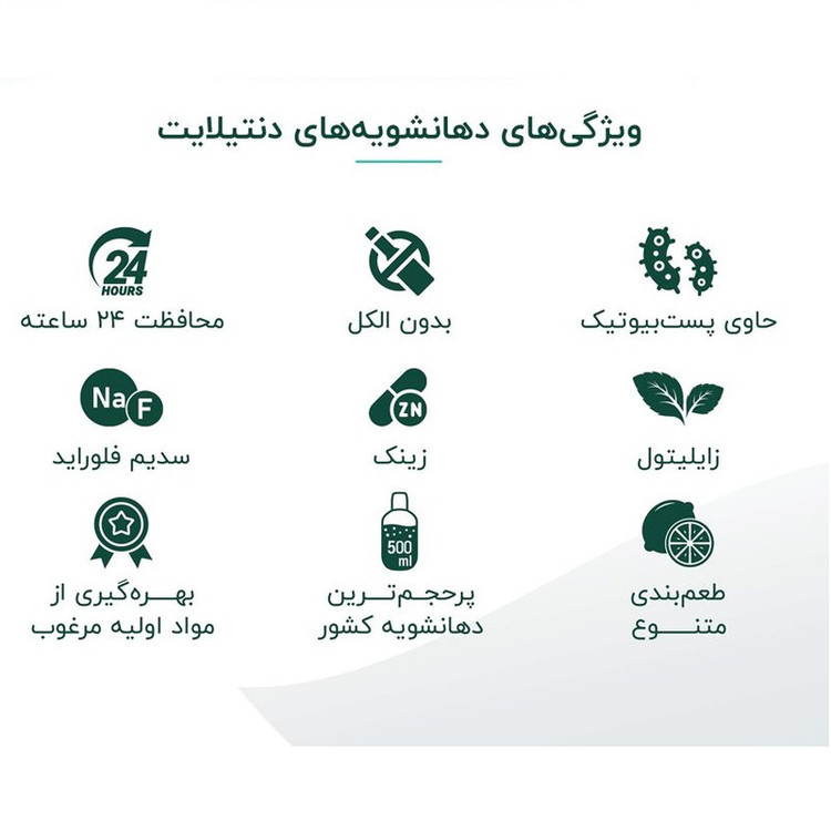دهان شویه دنتیلایت مدل پستبیوتیک حجم 500 میلیلیتر