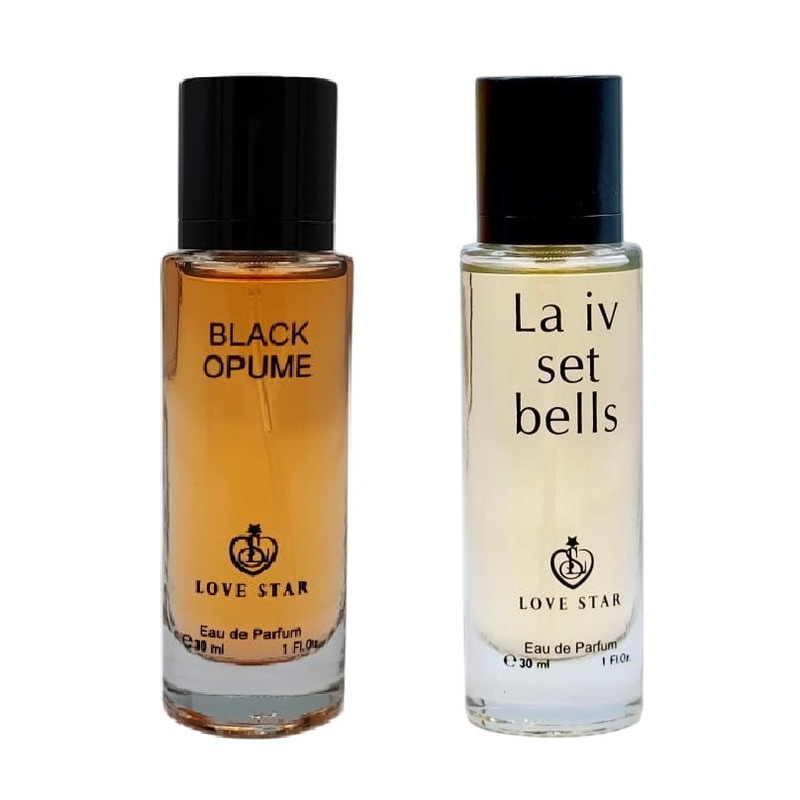 عطر جیبی لاو استار مدل بلک اوپیوم حجم 30 میلی لیتر به همراه عطر جیبی لاو استار مدل لاوی بل است حجم 30 میلی‌لیتر