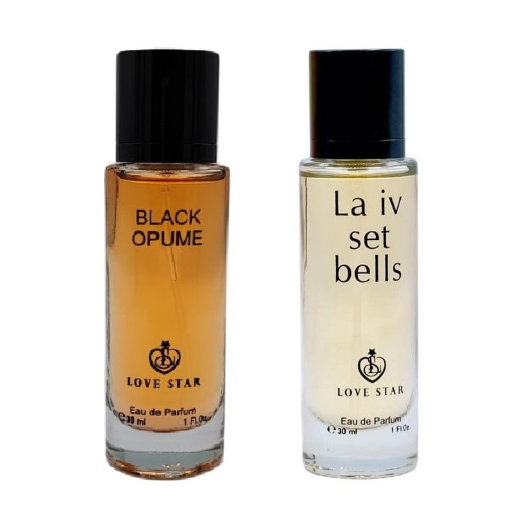 عطر جیبی لاو استار مدل بلک اوپیوم حجم 30 میلی لیتر به همراه عطر جیبی لاو استار مدل لاوی بل است حجم 30 میلیلیتر