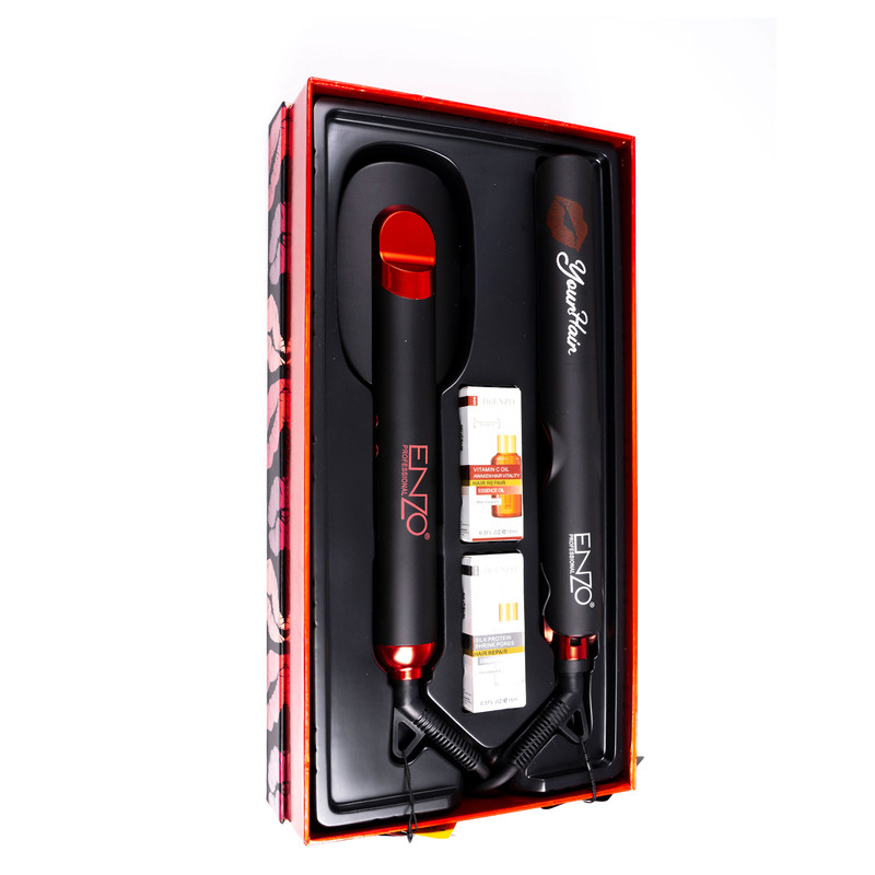 اتو و حالتدهندهی مو حرفه ای انزو پروفیشینال مدل EN-3846 2in1 به همراه برس حرارتی
