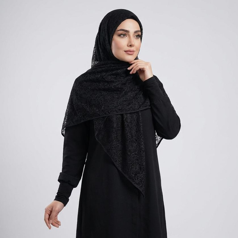 روسری زنانه مدل مینی اسکارف توری طرح گل