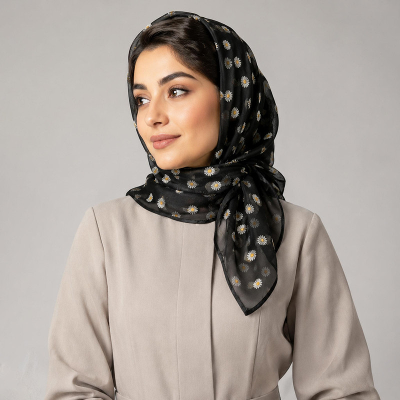 روسری زنانه مدل مینی اسکارف بابونه