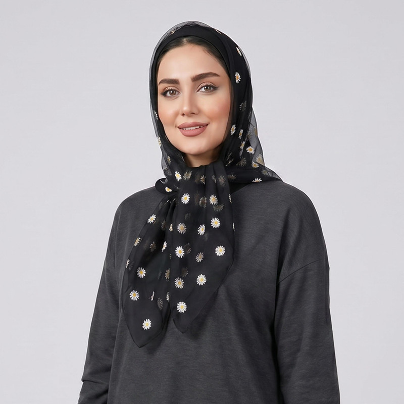 روسری زنانه مدل مینی اسکارف توری بابونه