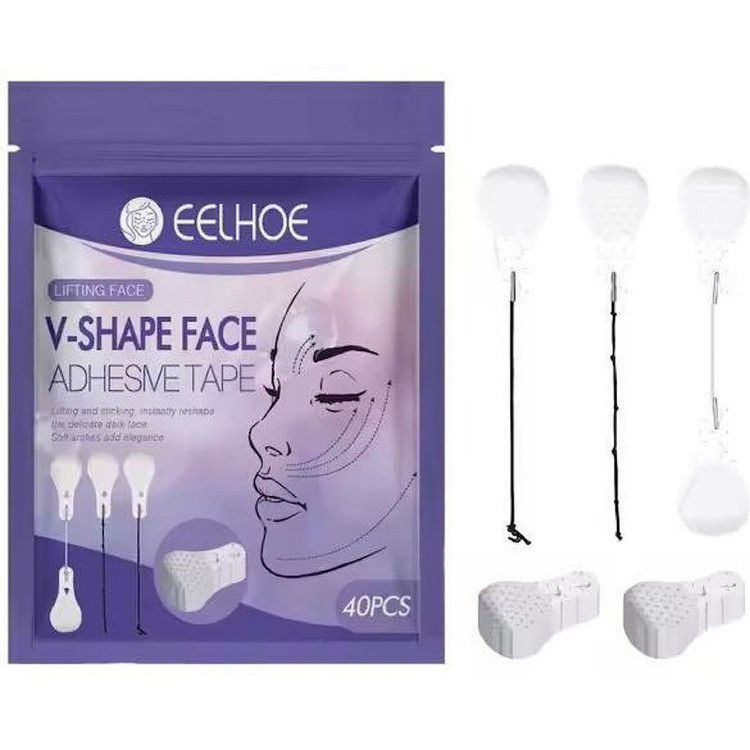 برچسب لیفت نامرئی صورت ایلهو مدل V-SHAPE بسته 40 عددی به همراه 3 کش