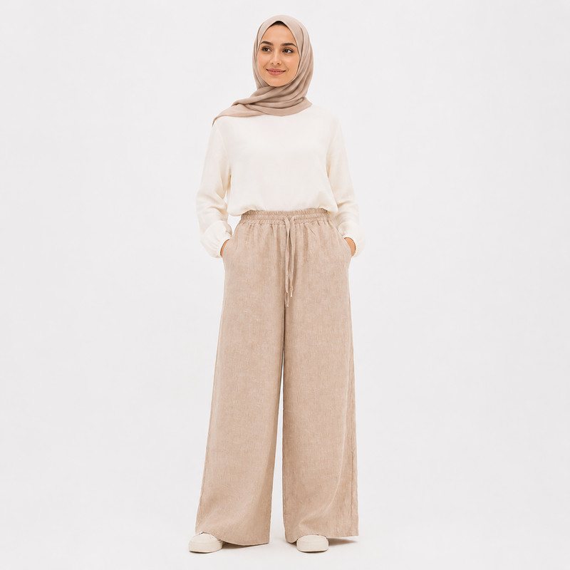شلوار لینن فول بگ زنانه مدل16273