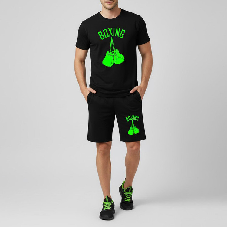ست تیشرت آستین کوتاه و شلوارک راحتی مردانه مدل A18 BOXING