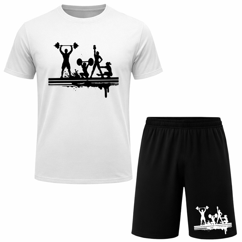 ست تی‌شرت آستین کوتاه و شلوارک راحتی مردانه مدل A06 طرح GYM