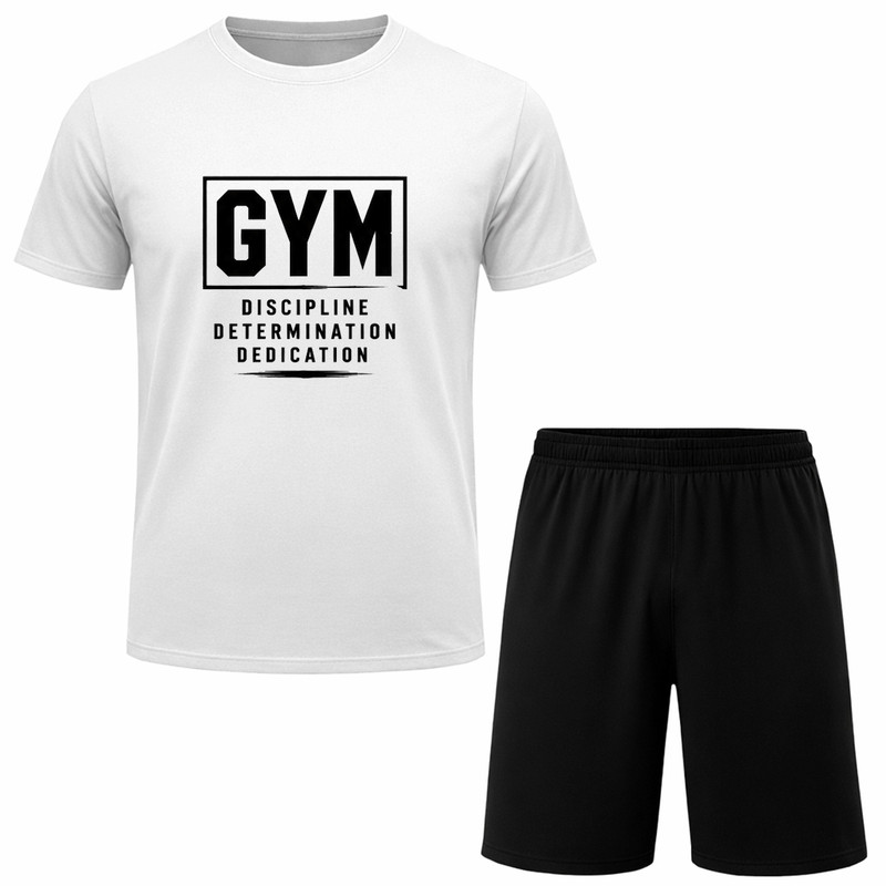 ست تی‌شرت آستین کوتاه و شلوارک راحتی مردانه مدل GYM A163