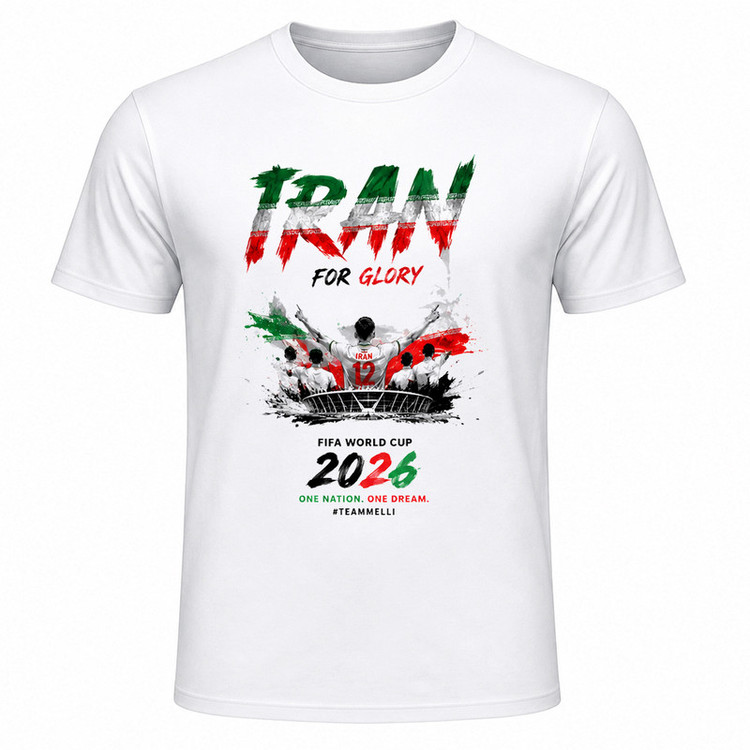تیشرت آستین کوتاه یقه گرد مردانه مدل A04 طرح جام جهانی 2026 ایران