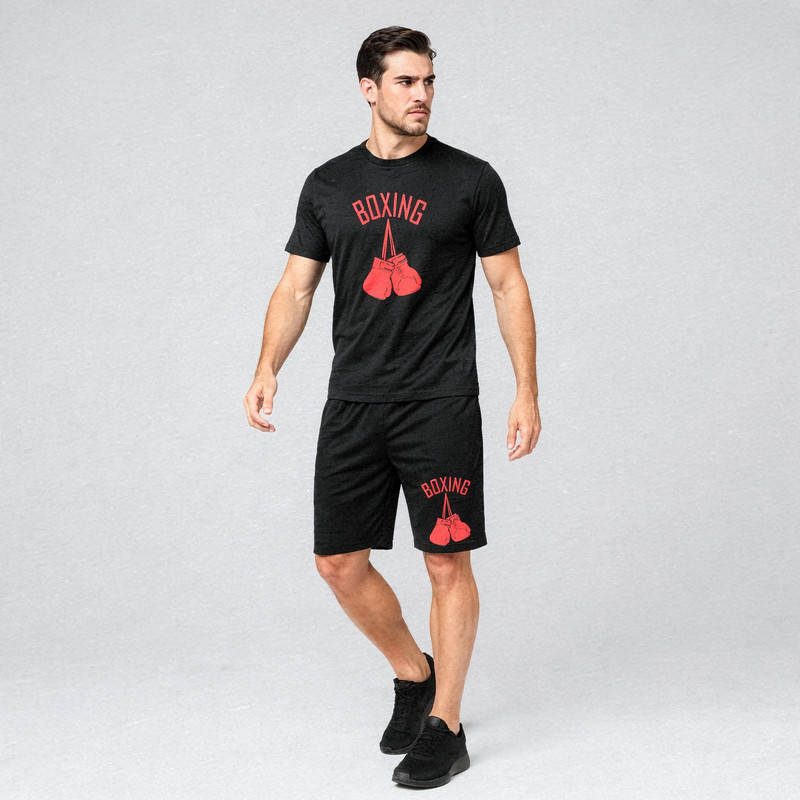 ست تیشرت آستین کوتاه و شلوارک راحتی مردانه مدل A20 طرح BOXING