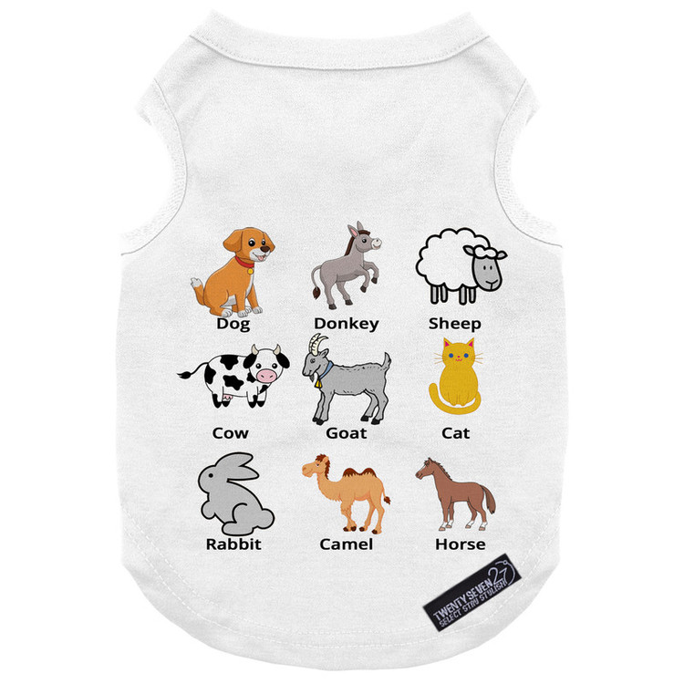 لباس سگ و گربه 27 طرح Learning English Animals کد MH1597 سایز XL