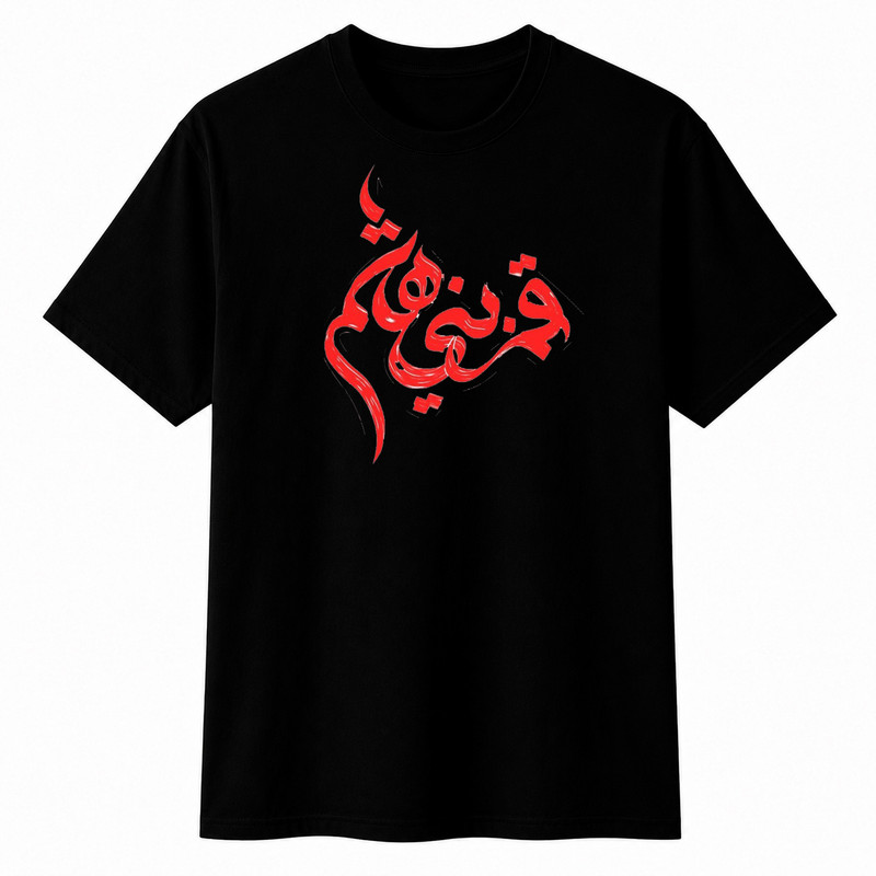 تیشرت آستین کوتاه یقه گرد مردانه مدل A07 طرح یا قمر بنی هاشم