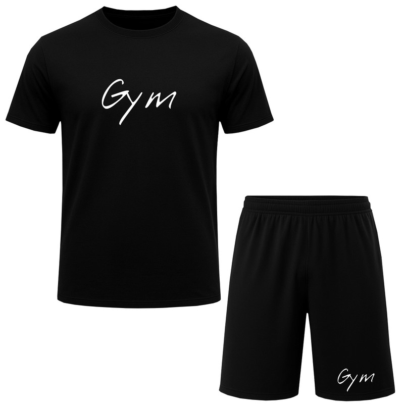 ست تی‌شرت آستین کوتاه و شلوارک راحتی مردانه مدل A204 طرح GYM
