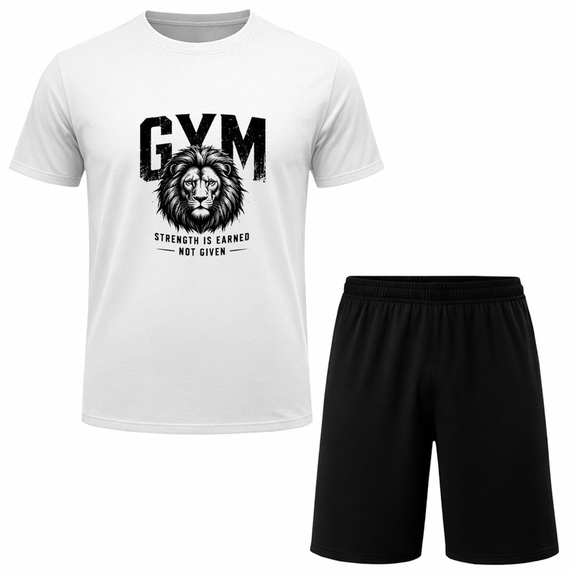 ست تی‌شرت آستین کوتاه و شلوارک راحتی مردانه مدل GYM A173