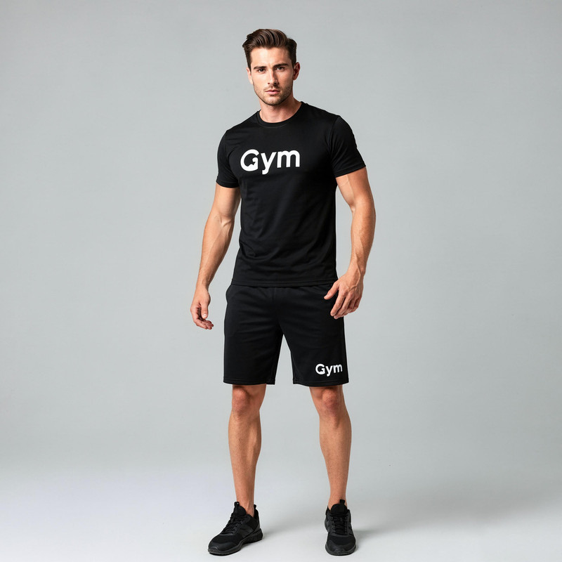 ست تیشرت آستین کوتاه و شلوارک راحتی مردانه مدل A26 طرح GYM