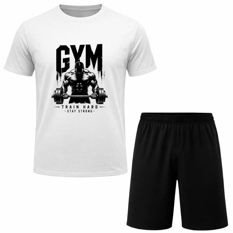 ست تیشرت آستین کوتاه و شلوارک راحتی مردانه مدل GYM A164