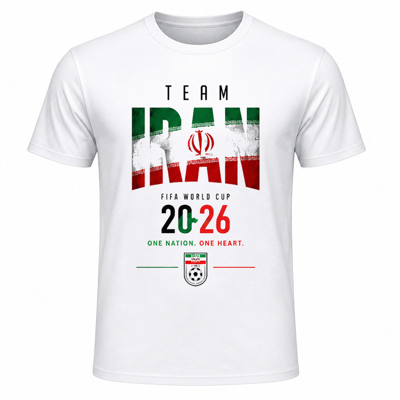 تیشرت آستین کوتاه یقه گرد مردانه مدل A05 طرح جام جهانی 2026 ایران
