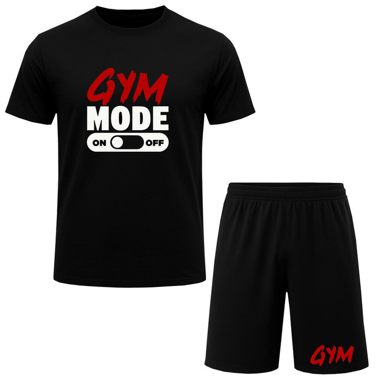 ست تیشرت آستین کوتاه و شلوارک راحتی مردانه مدل A197 طرح GYM