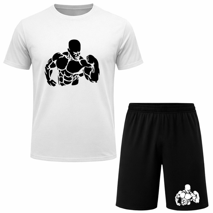 ست تیشرت آستین کوتاه و شلوارک راحتی مردانه مدل A05 طرح GYM