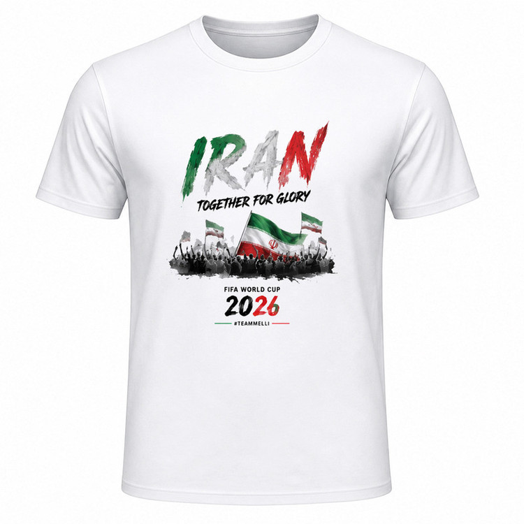 تیشرت آستین کوتاه یقه گرد مردانه مدل A18 طرح جام جهانی 2026 ایران