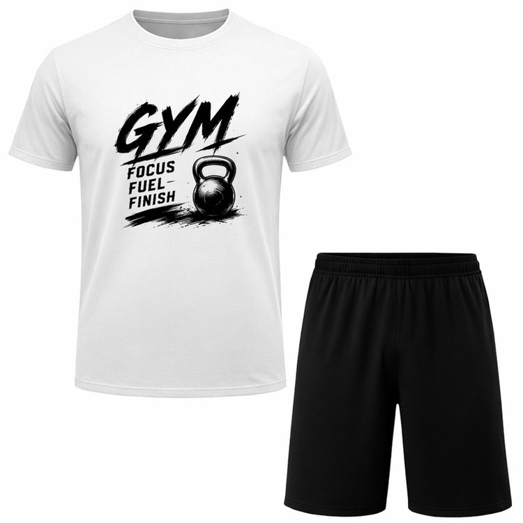 ست تیشرت آستین کوتاه و شلوارک راحتی مردانه مدل GYM A169