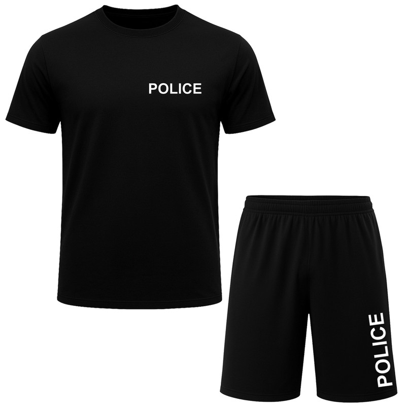 ست تیشرت آستین کوتاه و شلوارک راحتی مردانه مدل A34 طرح POLICE