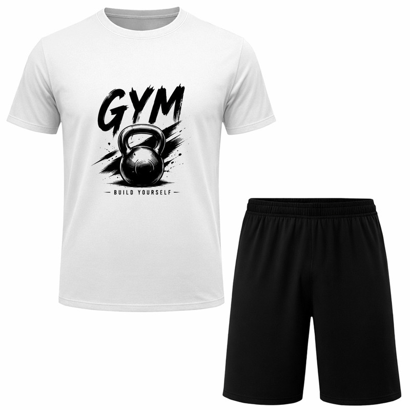 ست تی‌شرت آستین کوتاه و شلوارک راحتی مردانه مدل GYM A165