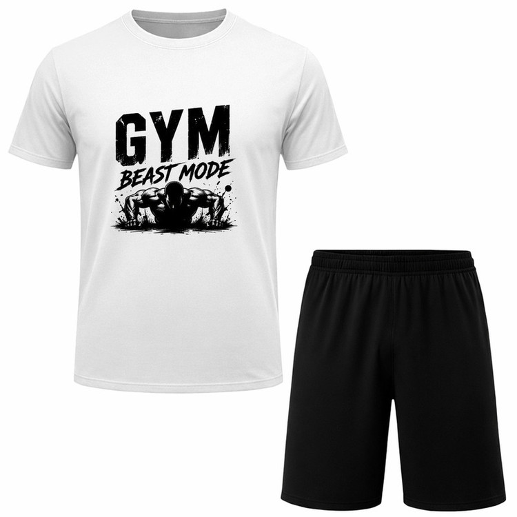 ست تیشرت آستین کوتاه و شلوارک راحتی مردانه مدل GYM A166