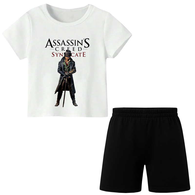 ست تی‌شرت آستین کوتاه و شلوارک راحتی پسرانه مدل S04 طرح ASSASSINS