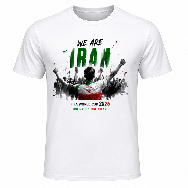تی‌شرت آستین کوتاه یقه گرد مردانه مدل A11 طرح جام جهانی 2026 ایران