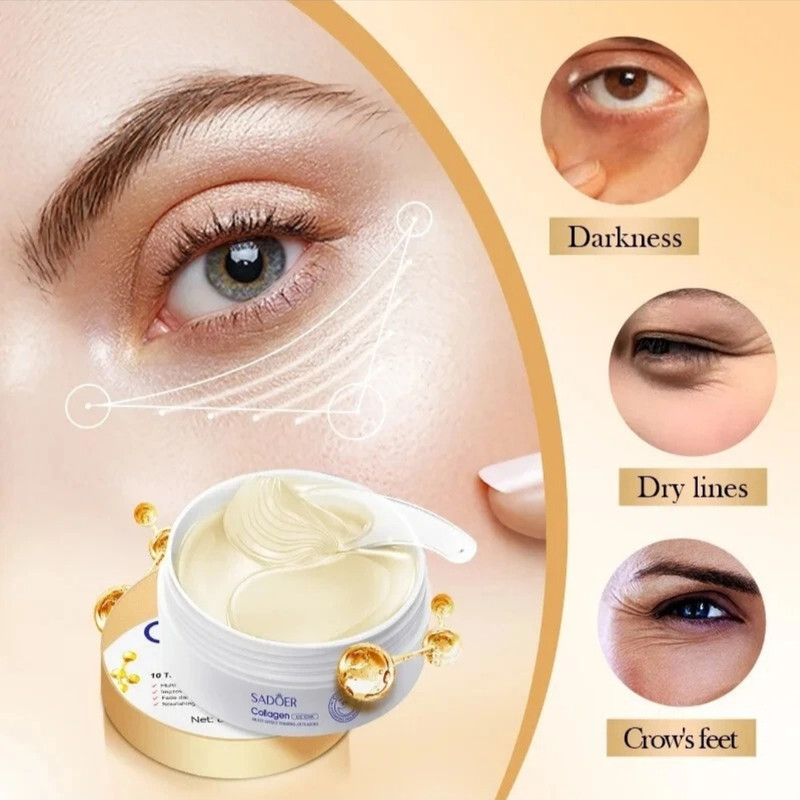 ماسک زیر چشم ژلی سادور مدل کلاژن وزن 80 گرم حاوی هیالورونیک اسید و ویتامینهای تقویتی، نرمکننده، مرطوبکننده، ضد چروک، روشنکننده و کاهشدهنده تیرگی مناسب انواع پوست، استفاده شبانه