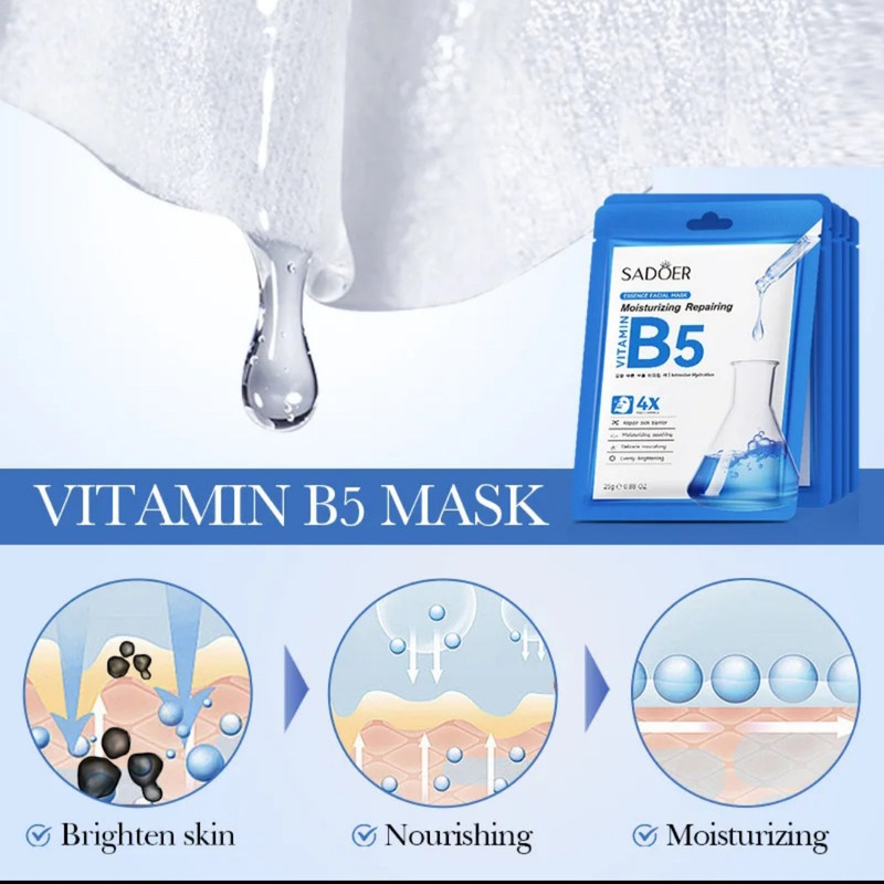ماسک صورت سادور مدل ویتامین B5 مناسب برای انواع پوست وزن 25 گرم بسته 4 عددی