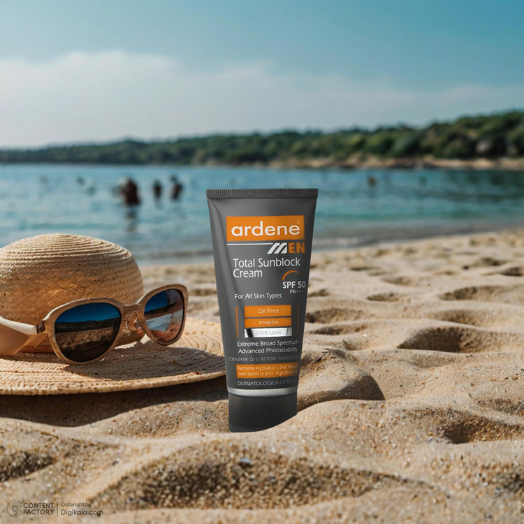 کرم ضدآفتاب بیرنگ آردن SPF50 مدل Total Sun Block مناسب انواع پوست وزن 50 گرم