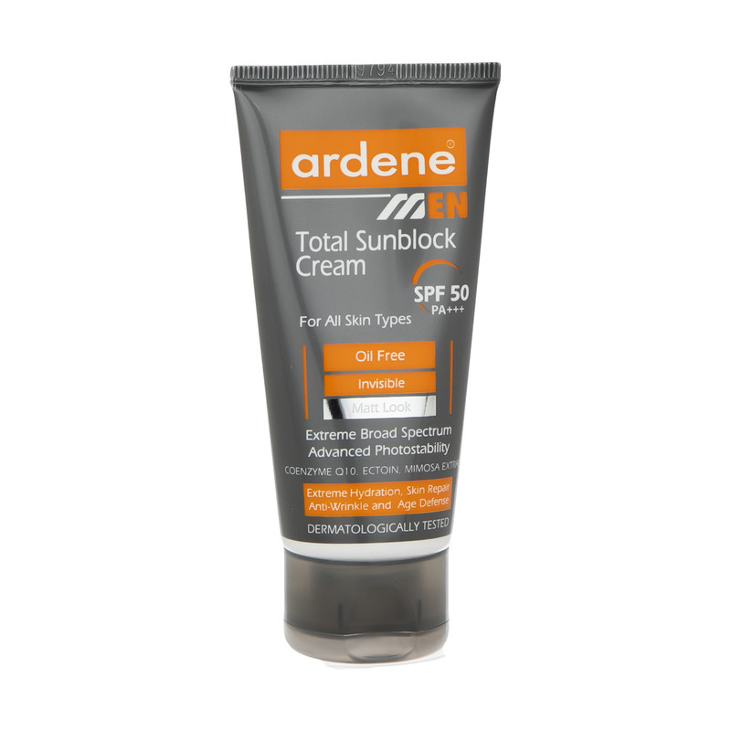 کرم ضدآفتاب بیرنگ آردن SPF50 مدل Total Sun Block مناسب انواع پوست وزن 50 گرم