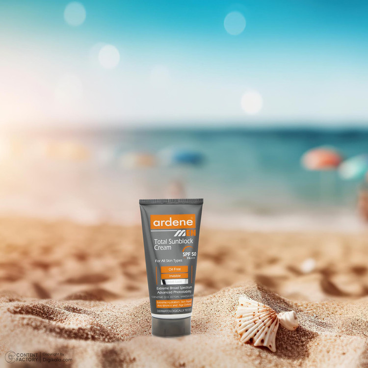 کرم ضدآفتاب بیرنگ آردن SPF50 مدل Total Sun Block مناسب انواع پوست وزن 50 گرم