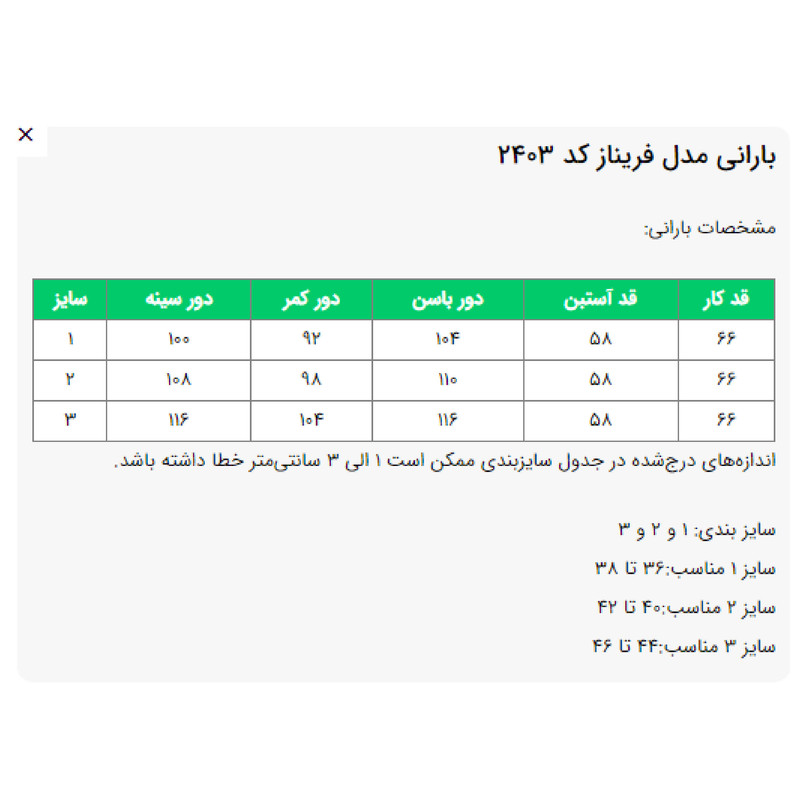 بارانی زنانه مدل فریناز کد 2403