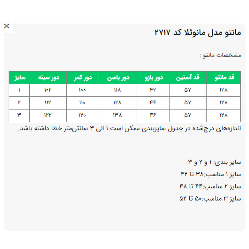 مانتو زنانه مدل مانوئلا کد 2717