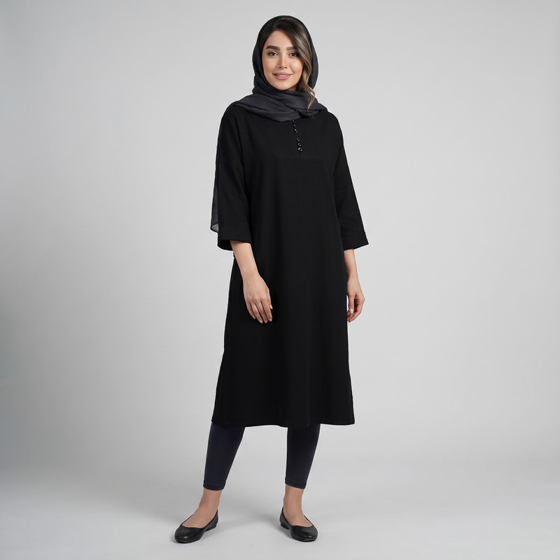 پیراهن یقه گرد زنانه مدل آروشان کد 2585
