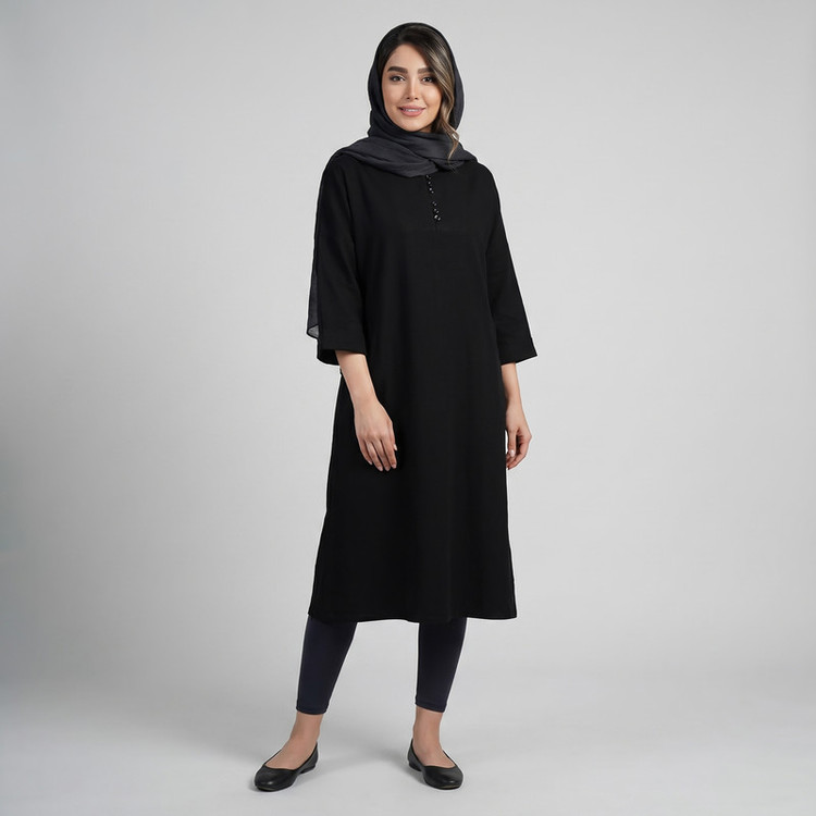 پیراهن یقه گرد زنانه مدل آروشان کد 2585