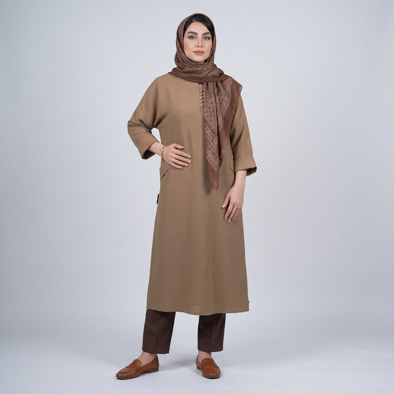پیراهن یقه گرد زنانه مدل آروشان کد 2585