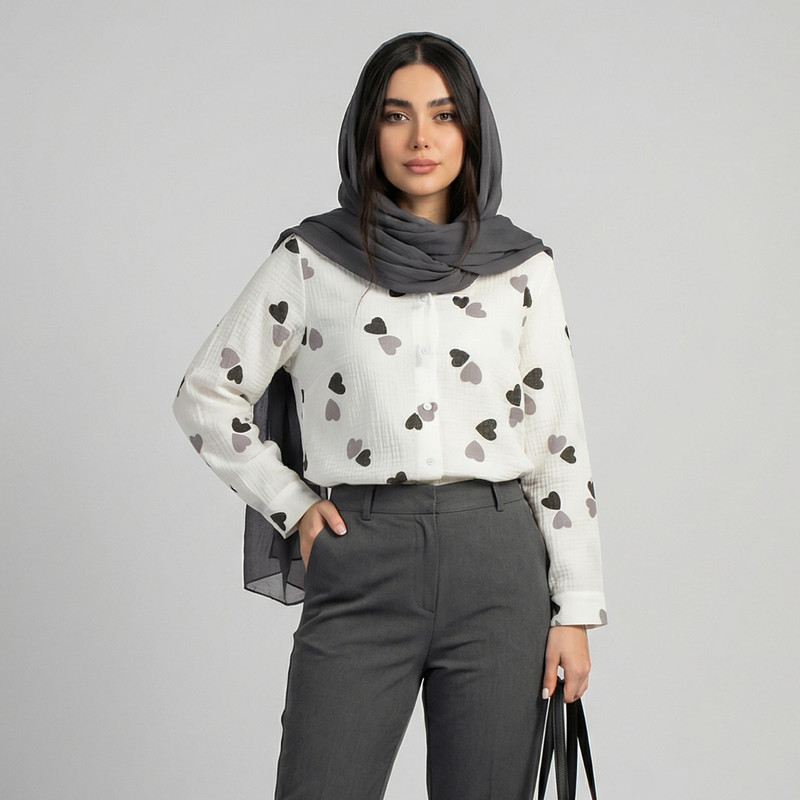 شومیز آستین بلند یقه برگردان زنانه مدل پارسانا کد 243371