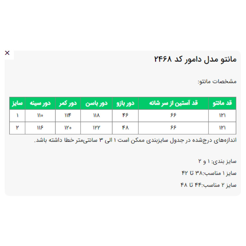 مانتو زنانه مدل دامور کد 2468